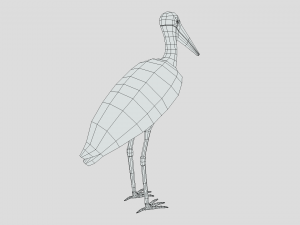 low poly cartoon marabou stork Model 3D