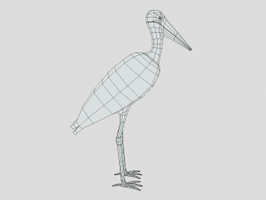 low poly cartoon marabou stork Model 3D