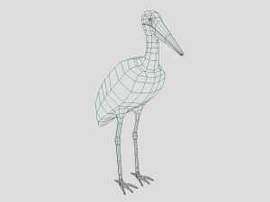 low poly cartoon marabou stork Model 3D