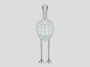 low poly cartoon marabou stork Model 3D