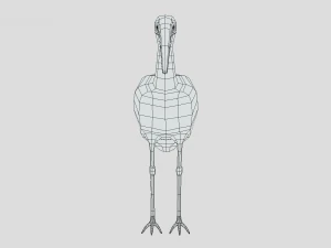 low poly cartoon marabou stork 3D Model