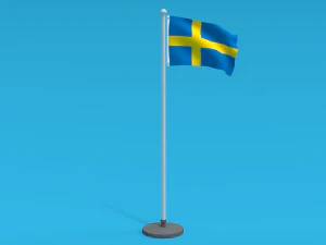 d&uuml;ş&uuml;k poli kesintisiz animasyonlu İsve&ccedil; bayrağı 3D Model