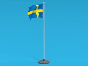 low poly seamless animated sweden flag 3D Model