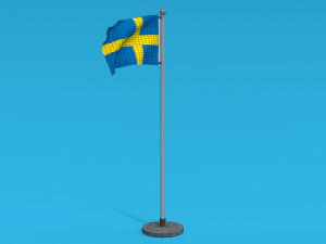 low poly seamless animated sweden flag 3D Model
