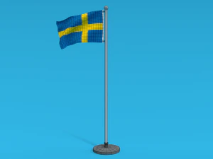 low poly seamless animated sweden flag 3D Model