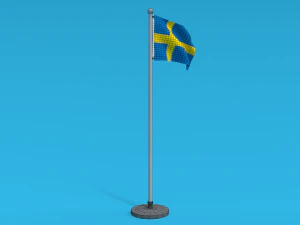 low poly seamless animated sweden flag 3D Model