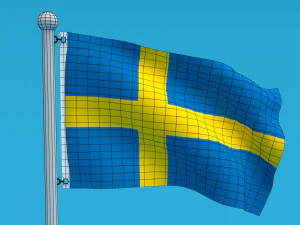 low poly seamless animated sweden flag 3D Model
