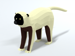 low poly cartoon sifaka lemur 3D 모델