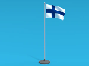 d&uuml;ş&uuml;k poli kesintisiz animasyonlu Finlandiya bayrağı 3D Model