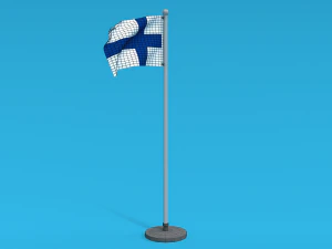 low poly seamless animated finland flag 3D Model