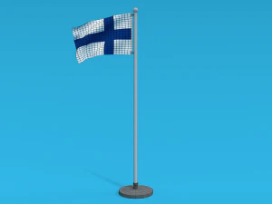 low poly seamless animated finland flag 3D Model