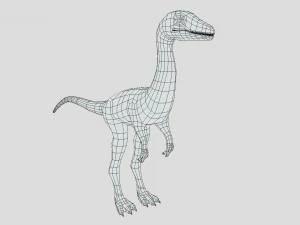 low poly cartoon compsognathus dinosaur 3D Model