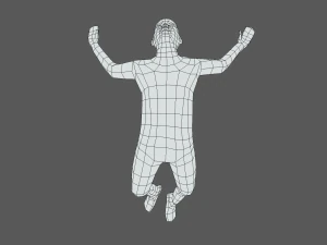low poly falling kid 3D Model