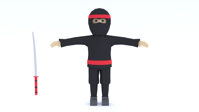 low poly cartoon ninja 3D Модель .c4d .max .obj .3ds .fbx .stl .blend 