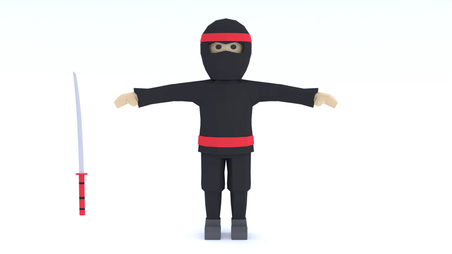 low poly cartoon ninja 3D Model .c4d .max .obj .3ds .fbx .stl .blend 