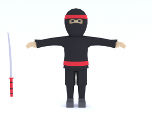 low poly cartoon ninja Modelo 3D