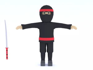 düşük poli çizgi film ninja 3D Model