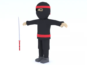 low poly cartoon ninja 3D Model