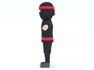 low poly cartoon ninja 3D Model