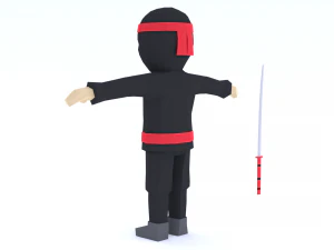 low poly cartoon ninja 3D Model