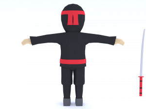 low poly cartoon ninja 3D Модель