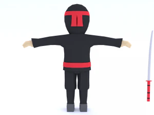 low poly cartoon ninja 3D Model