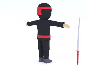 low poly cartoon ninja 3D Model