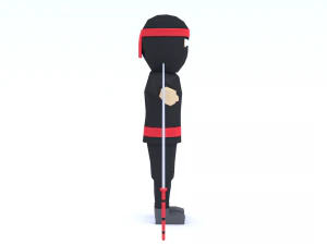 low poly cartoon ninja 3D Model