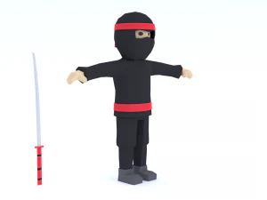 low poly cartoon ninja 3D Model