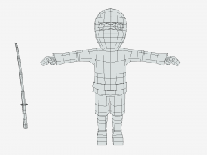 low poly cartoon ninja 3D Модель