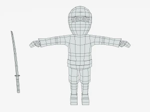 low poly cartoon ninja 3D Model