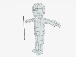 low poly cartoon ninja 3D Model