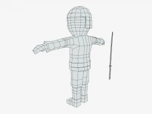 low poly cartoon ninja 3D Model