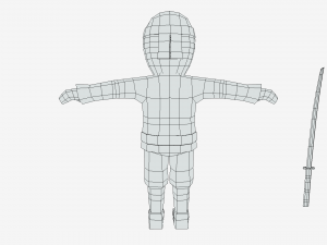 low poly cartoon ninja 3D Модель