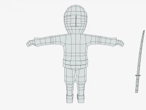 low poly cartoon ninja 3D Model