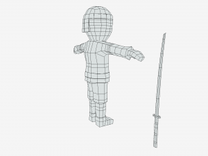 low poly cartoon ninja 3D Модель
