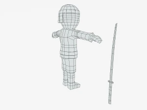 low poly cartoon ninja 3D Model