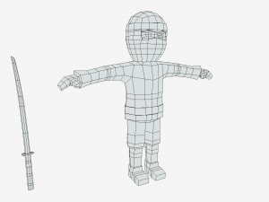 low poly cartoon ninja 3D Модель