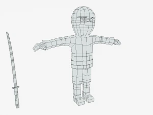 low poly cartoon ninja 3D Model