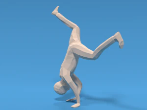 low poly break dance kid 3D Model