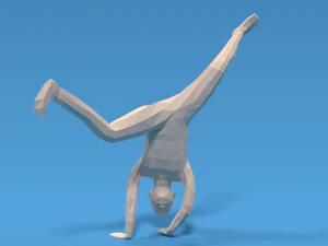 low poly break dance kid 3D Model