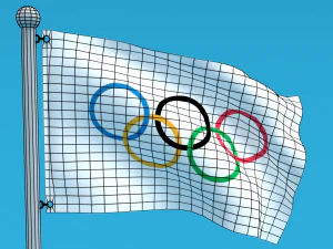 low poly seamless animated olympic flag 3D Model