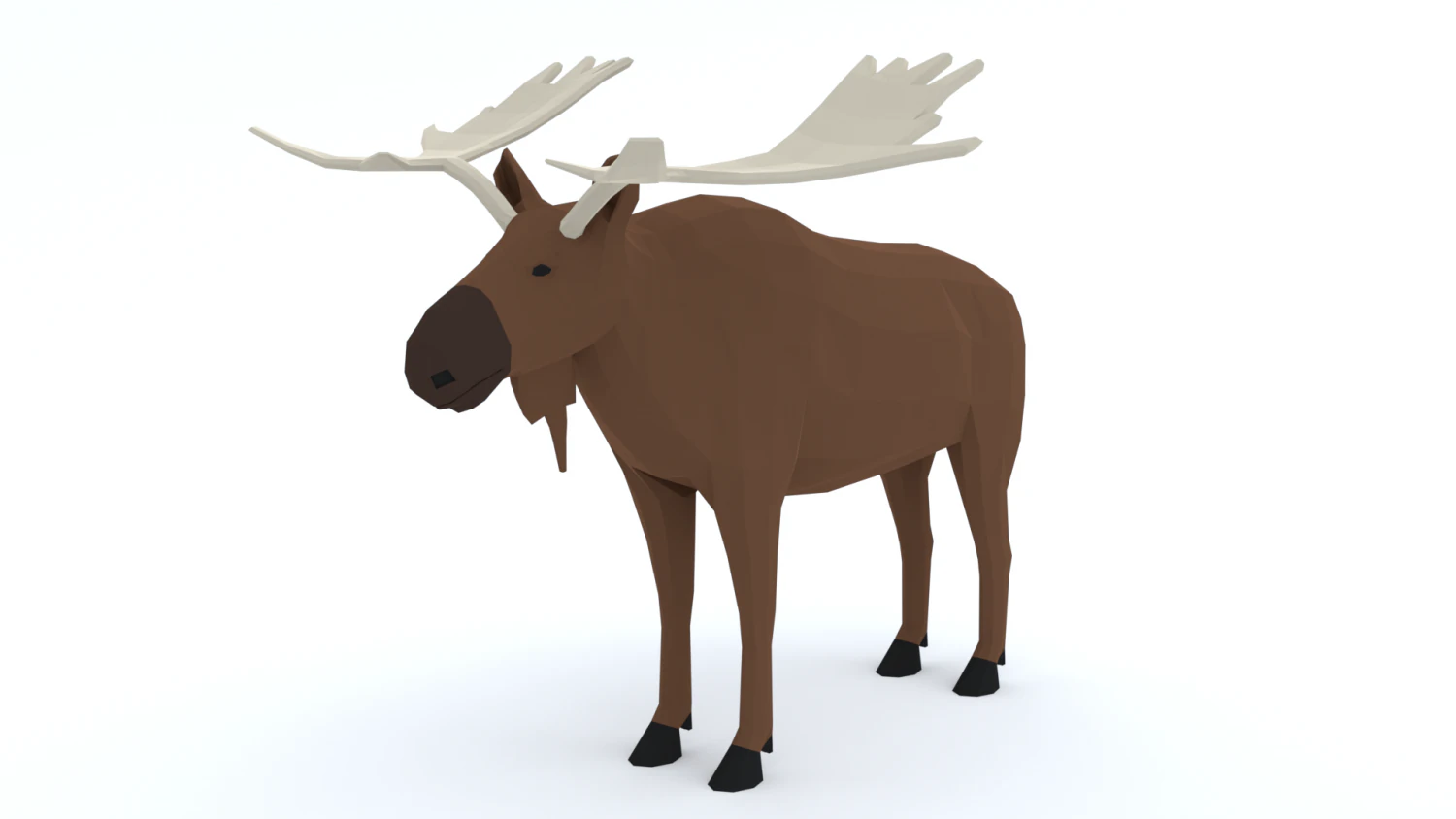 Low Poly Caretoon Moose 3D Model .c4d .max .obj .3ds .fbx .stl .blend 