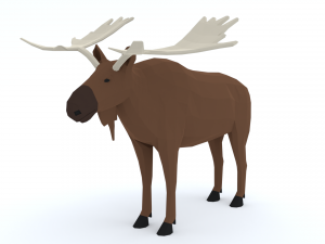 Low Poly Caretoon Moose 3Dモデル