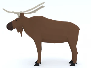 Low Poly Caretoon Moose 3D Model