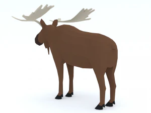 Low Poly Caretoon Moose 3D Model