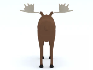 Low Poly Caretoon Moose 3D Model