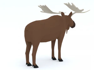 Low Poly Caretoon Moose 3D Model