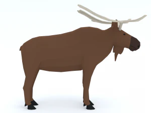 Low Poly Caretoon Moose 3D Model