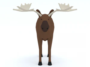 Low Poly Caretoon Moose 3D Model